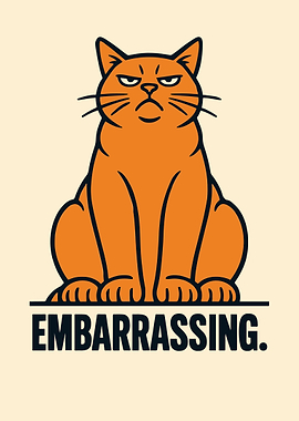 Grumpy Orange Cat with Text