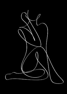 Minimalist Line Art of a Seated Figure