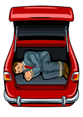 Man tied up in car trunk