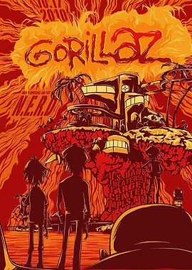 Gorillaz N.E.R.D. Concert Poster