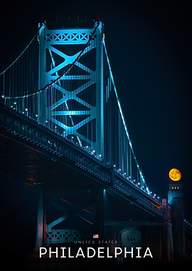 Philadelphia Bridge at Night