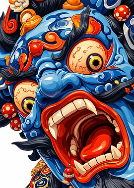 Fierce Blue Oni Mask