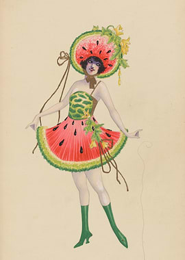 Watermelon costume fashion illustration
