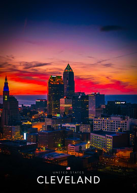 Cleveland Skyline at Sunset