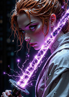 Woman with Electric Katana