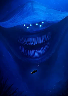 Deep Sea Monster and Submarine
