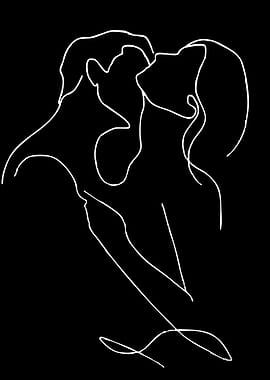 Couple Kissing Line Art