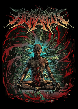 Gorey Meditating Figure with Blood Splatter