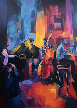 Jazz Musicians in a Colorful Setting