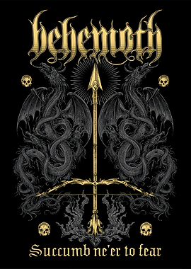 Behemoth band logo with dragons and bow