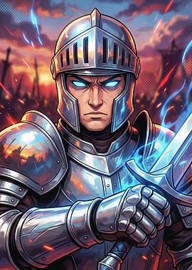 Knight with glowing sword