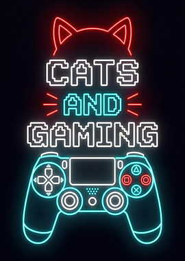 Cats and Gaming in Neon Lights