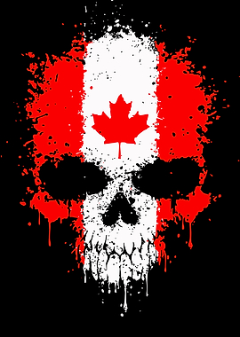 Canadian Flag Skull Grunge Art