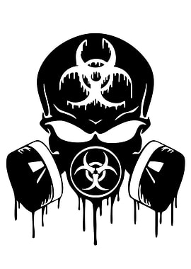 Biohazard Skull Gas Mask Drip Art