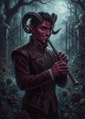 Demonic Musician Playing Flute