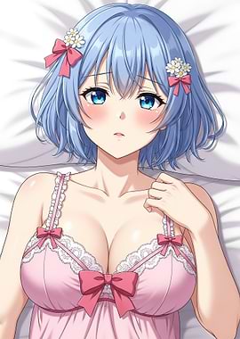 Anime Girl in Pink Lingerie