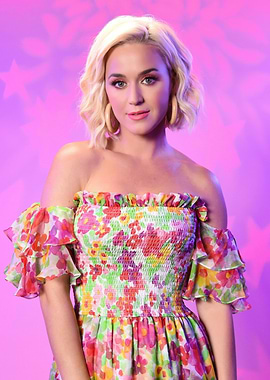 Katy Perry in Floral Off-the-Shoulder Dress