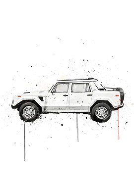 White Lamborghini LM002 Watercolor
