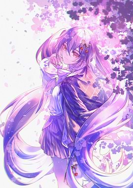 Anime Girl with Cherry Blossoms