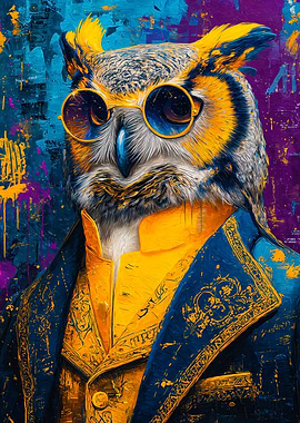 Owl In Suit Wearing Glasses