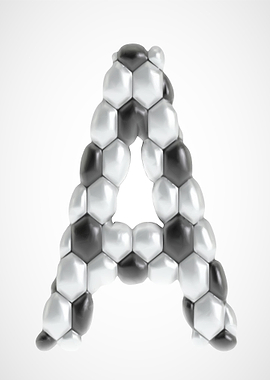 Letter A made of soccer balls