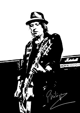 Phil Campbell Guitarist Motorhead Black and White