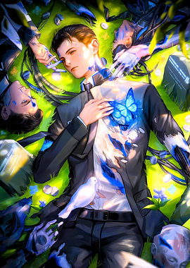 Connor with Blue Butterflies