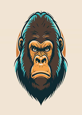 Angry Gorilla Head Illustration