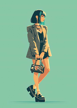 Stylish Woman with Union Jack Bag