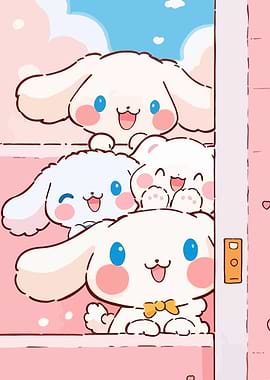 Cute Cinnamoroll Characters Peeking