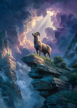 Bighorn Sheep on a Cliff