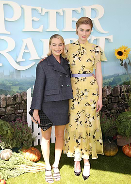 Margot Robbie and Elizabeth Debicki at Peter Rabbit Premiere