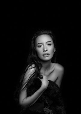 Black and White Portrait of Christian Serratos