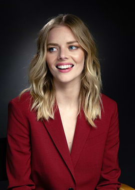 Samara Weaving in Red Blazer