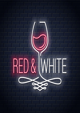 Red and White Wine Neon Sign