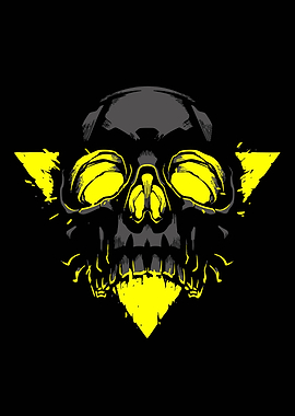 Yellow Skull with Geometric Shapes