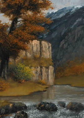 Autumn Mountain River Landscape Painting