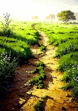 Path through a sunlit meadow