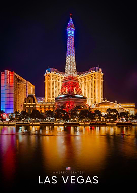 Las Vegas Eiffel Tower at Night