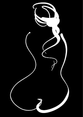 Abstract White Line Art of a Woman
