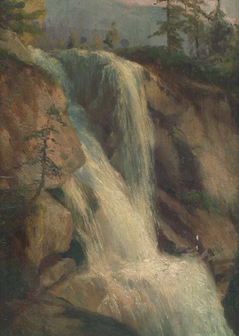 Waterfall cascading down rocky cliffs