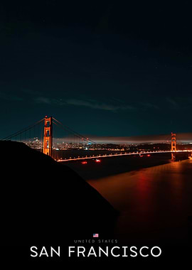 San Francisco Golden Gate Bridge at Night