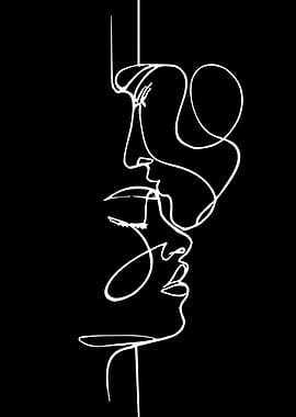 Abstract Line Art Faces