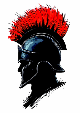 Spartan Warrior Helmet with Red Crest