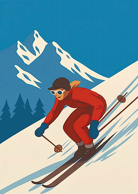 Vintage Skiing Poster