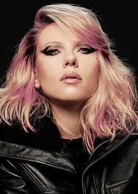 Scarlett Johansson with Pink Streaks in Hair