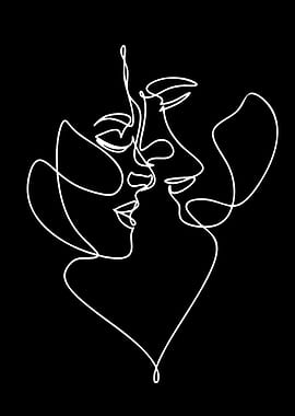 Abstract Line Art of Two Faces