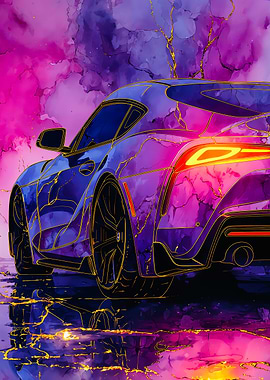 Purple Sports Car Gold Veins