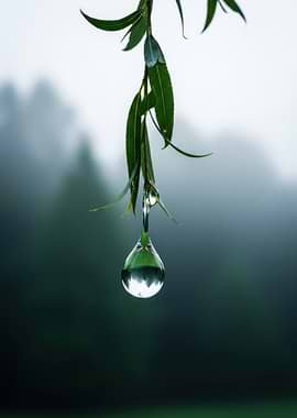 Forest Reflection in Water Drop
