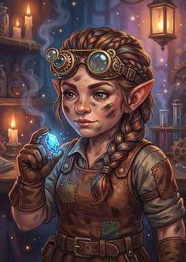 Steampunk Gnome Alchemist with Crystal